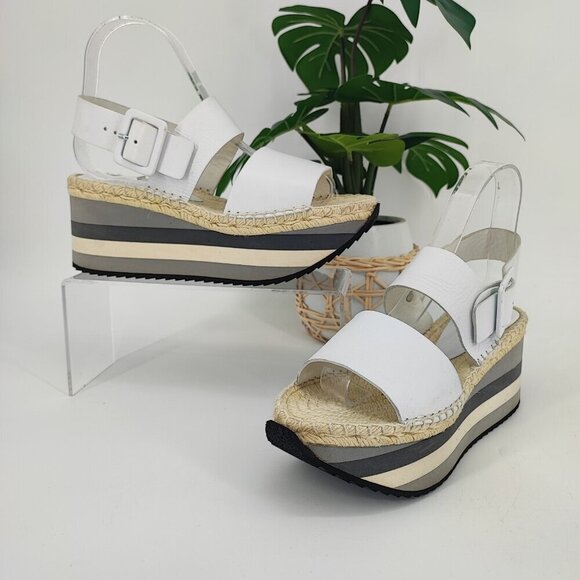 Paloma Barcelo Women's White Leather Strap Sandals Size 5.5US / 36 EU - Picture 1 of 10